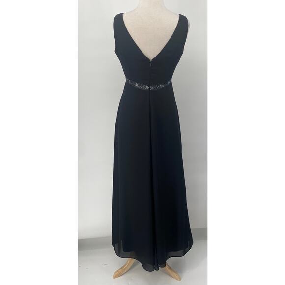 Vintage Y2k Empire Waist Beaded Gown A Line Sleeveless V Neck Black Womens 8 - Picture 7 of 11
